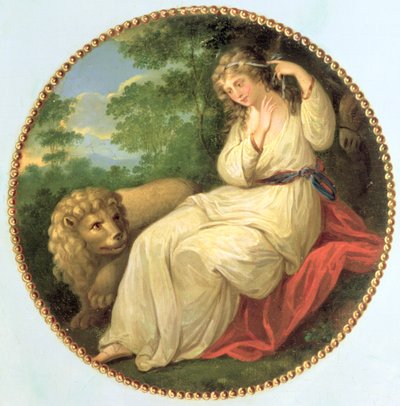 Una and the Lion, the Design Taken from an Engraving of 1783 by Thomas Burke after Angelica Kauffman, one of Three Decorative Medallions from a George III Commode by George Brookshaw